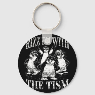 Funny rizz em with the tism retro penguin meme schlüsselanhänger