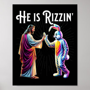 Funny Rizz Er ist Rizzin Jesus High Five Osterbun Poster