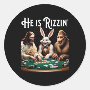 Funny Rizz Er Rizzin Jesus Runder Aufkleber