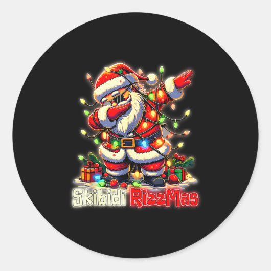 Funny Rizz Santa Claus Dabbing Christmas Skibidi R Runder Aufkleber (Vorderseite)