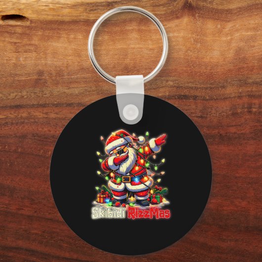 Funny Rizz Santa Claus Dabbing Christmas Skibidi R Schlüsselanhänger (Vorderseite)