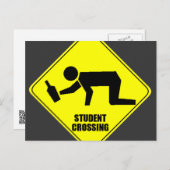 Funny Road Sign - Betrunken Student Crossing Postkarte (Vorne/Hinten)