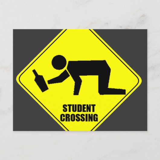 Funny Road Sign - Betrunken Student Crossing Postkarte (Vorderseite)