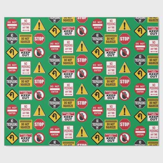 Funny Road Signing Stopp nicht eingeben Warnungen Geschenkpapier (Flach)