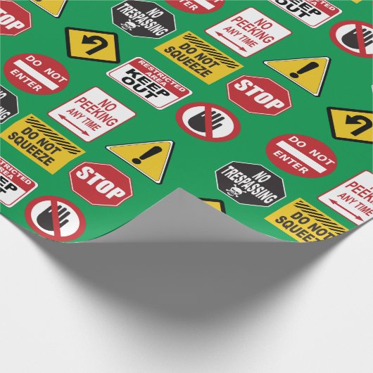 Funny Road Signing Stopp nicht eingeben Warnungen Geschenkpapier (Ecke)