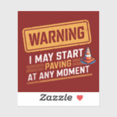 Funny Road Work Ahead Warning Sign Typography Aufkleber (Blatt)