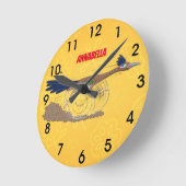 Funny roadrunner bird cartoon illustration runde wanduhr (Winkel)