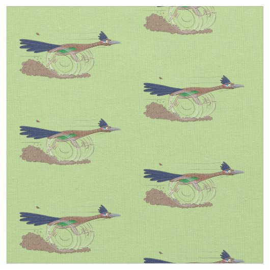 Funny Roadrunner Wüstenvogel Cartoon Illustration Stoff (Nahaufnahme)