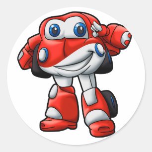 Funny Robot Car Cartoon   - Farbe wählen Runder Aufkleber