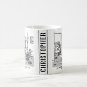 Funny Robot Cartoon. Ehefrau ist im Bett mit einem Kaffeetasse (Mittel)