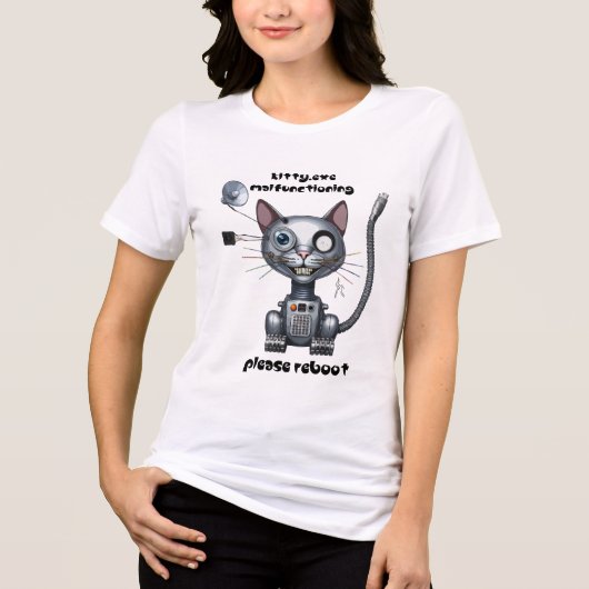 Funny Robot Cat Tri-Blend Shirt (Vorderseite)