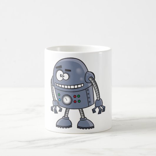 Funny Robot Character Niedlich Blue Retro Kaffeetasse (Mittel)