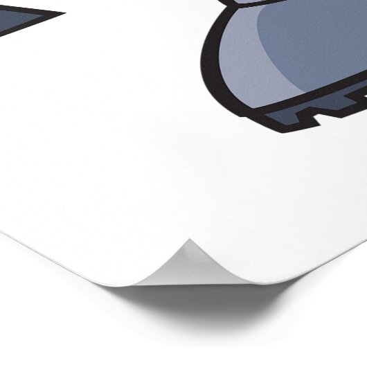 Funny Robot Character Niedlich Blue Retro Poster (Ecke)