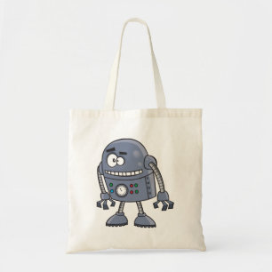 Funny Robot Character Niedlich Blue Retro Tragetasche