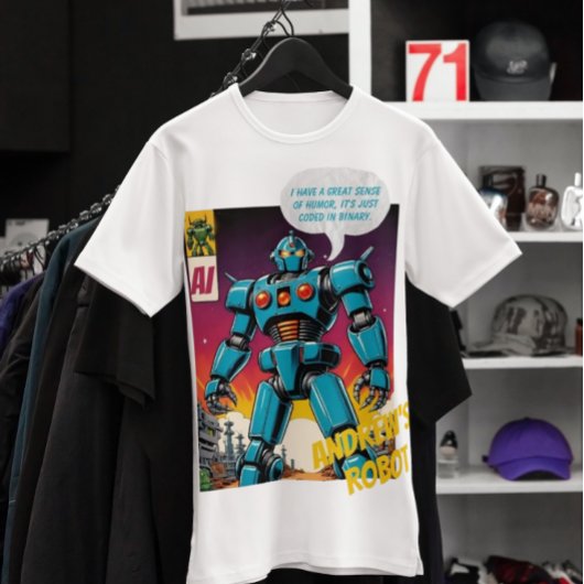 Funny Robot Comic Book Art Style Personalisiertes T-Shirt