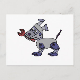 Funny Robot Dog with Wrench Postkarte