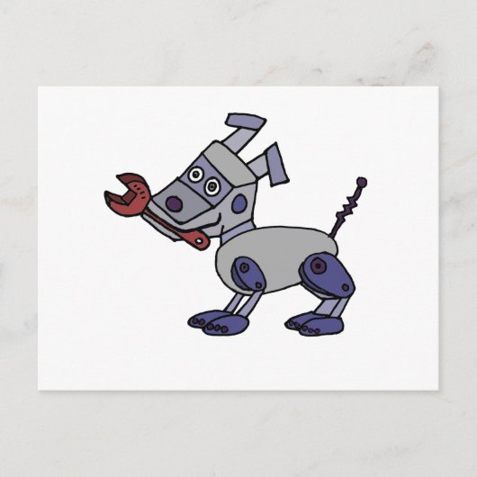 Funny Robot Dog with Wrench Postkarte (Vorderseite)