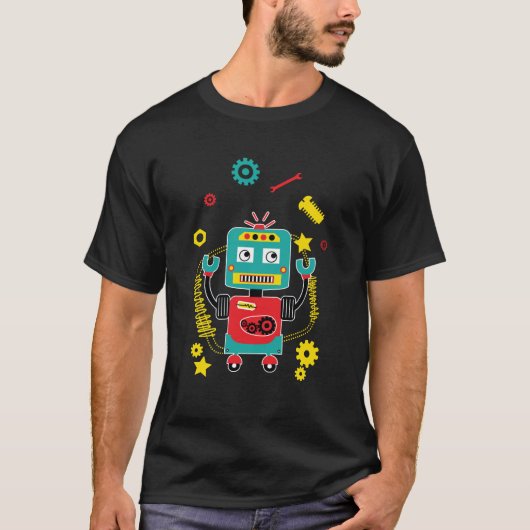 Funny Robot Juggling Tools Roboter T-Shirt (Vorderseite)