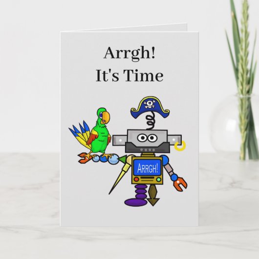 Funny Robot Pirate Romantic Card Feiertagskarte (Vorderseite)
