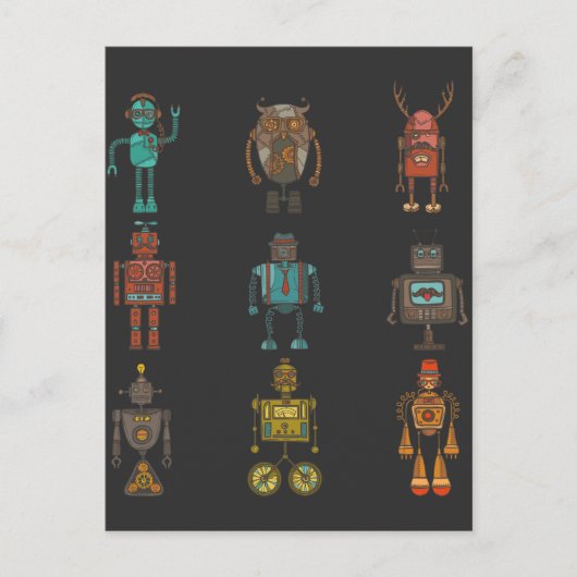 Funny Robot Technology Computer Science Children Postkarte (Vorderseite)