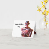 Funny Robot Themed Valentinstag Card Karte (Gelbe Blume)