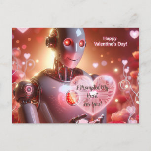Funny Robot Valentinstag Postkarte