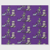 Funny Roboter Cartoon Illustration Geschenkpapier (Flach)