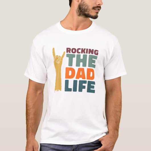 Funny Rock Music Fathers Day Daddy Rocking Vater T-Shirt (Vorderseite)