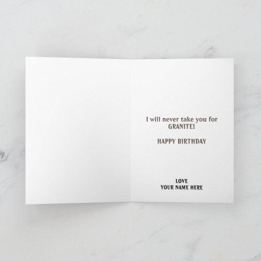 Funny Rock Pun Joke Spaß Brother Happy Birthday Dankeskarte (Innenseite)