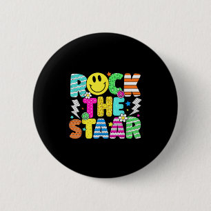 Funny Rock The Staar Testing Day Teacher Kids Moti Button