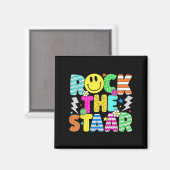 Funny Rock The Staar Testing Day Teacher Kids Moti Magnet (Vorderseite/Rückseite)