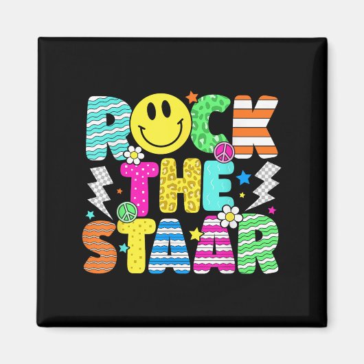Funny Rock The Staar Testing Day Teacher Kids Moti Magnet (Vorne)