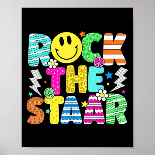 Funny Rock The Staar Testing Day Teacher Kids Moti Poster (Vorne)