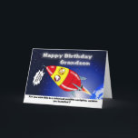 Funny Rocket Birthday Oma Karte<br><div class="desc">Now here is a great way to send a personel message with this Funny Space ship Happy Birthday Grandson card, </div>