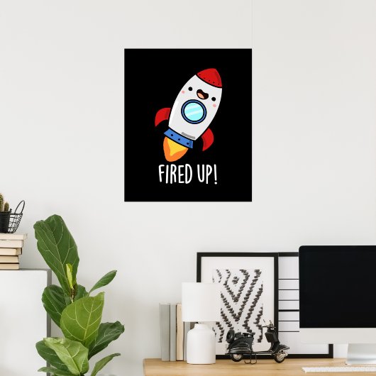 Funny Rocket Puff Dark BG Poster (Heimbüro)