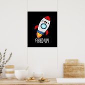Funny Rocket Puff Dark BG Poster (Küche)