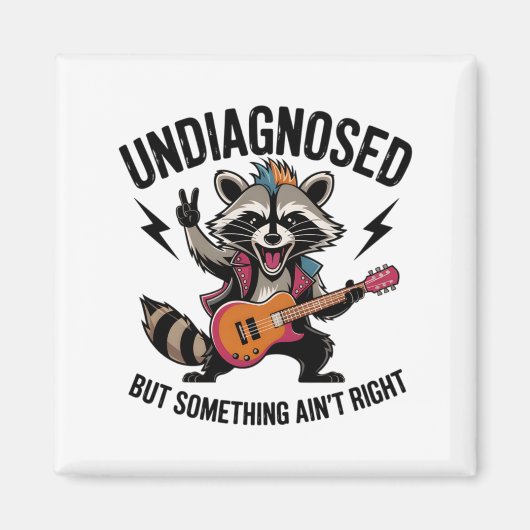 Funny Rocking Racoon  Magnet (Vorne)