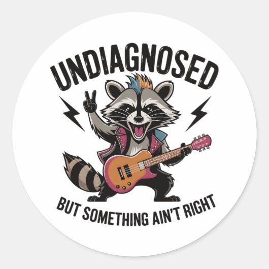 Funny Rocking Racoon Runder Aufkleber (Vorderseite)