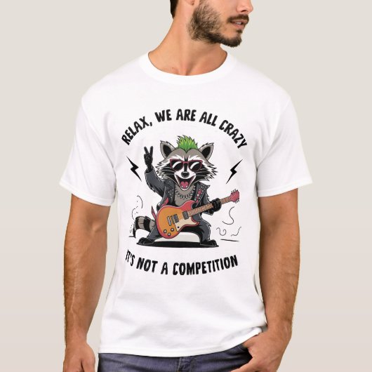 Funny Rocking Racoon T-Shirt (Vorderseite)