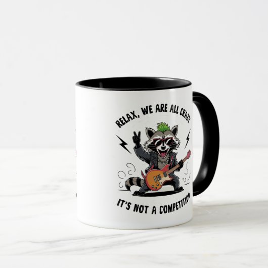 Funny Rocking Racoon Tasse (VorderseiteRechts)
