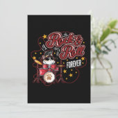 Funny Rock'n'Roll Forever Cool Drummer Cat Einladung (Stehend Vorderseite)