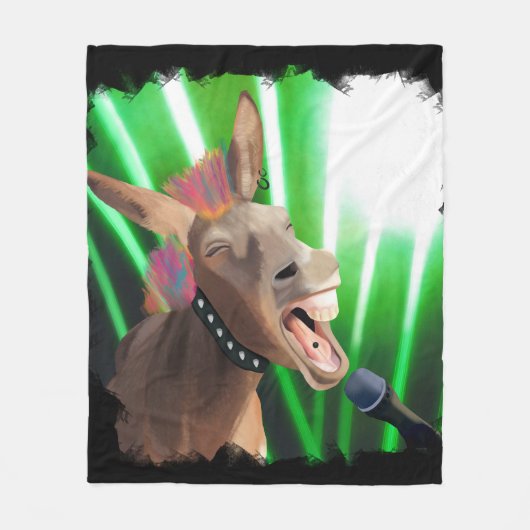 Funny Rockstar Donkey Fleecedecke (Vorderseite)
