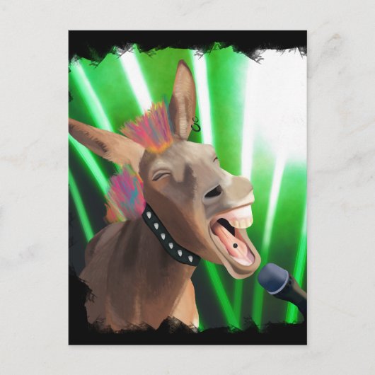 Funny Rockstar Donkey Postkarte (Vorderseite)