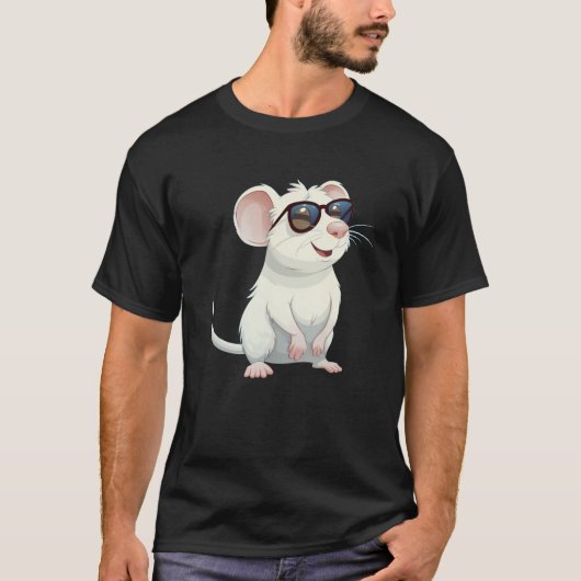 Funny Rodent mit Sonnenbrille für weiße Ratten und T-Shirt (Vorderseite)