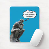Funny Rodin Thinker Statue - Pizza oder Thai Food? Mousepad (Mit Mouse)