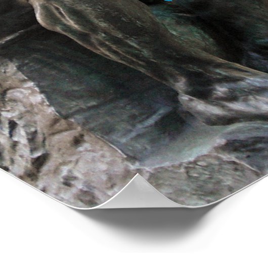 Funny Rodin Thinker Statue - Pizza oder Thai Food? Poster (Ecke)