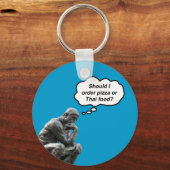 Funny Rodin Thinker Statue - Pizza oder Thai Food? Schlüsselanhänger (Vorderseite)