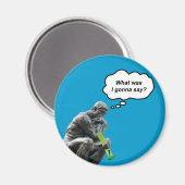 Funny Rodin Thinker Statue - Was wollte ich sagen? Magnet (Vorderseite/Rückseite)