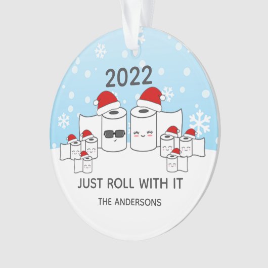 Funny Roll einfach mit it Toilettenpapier Familie Ornament (Vorderseite)