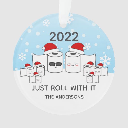 Funny Roll einfach mit it Toilettenpapier Familie Ornament (Vorderseite)